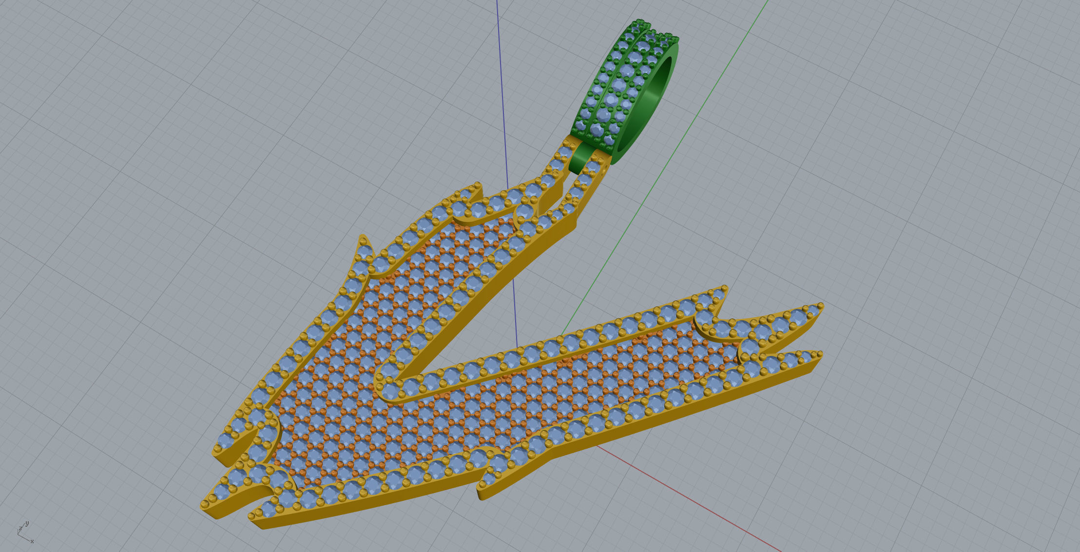 V Font Pendant 3D print model_7