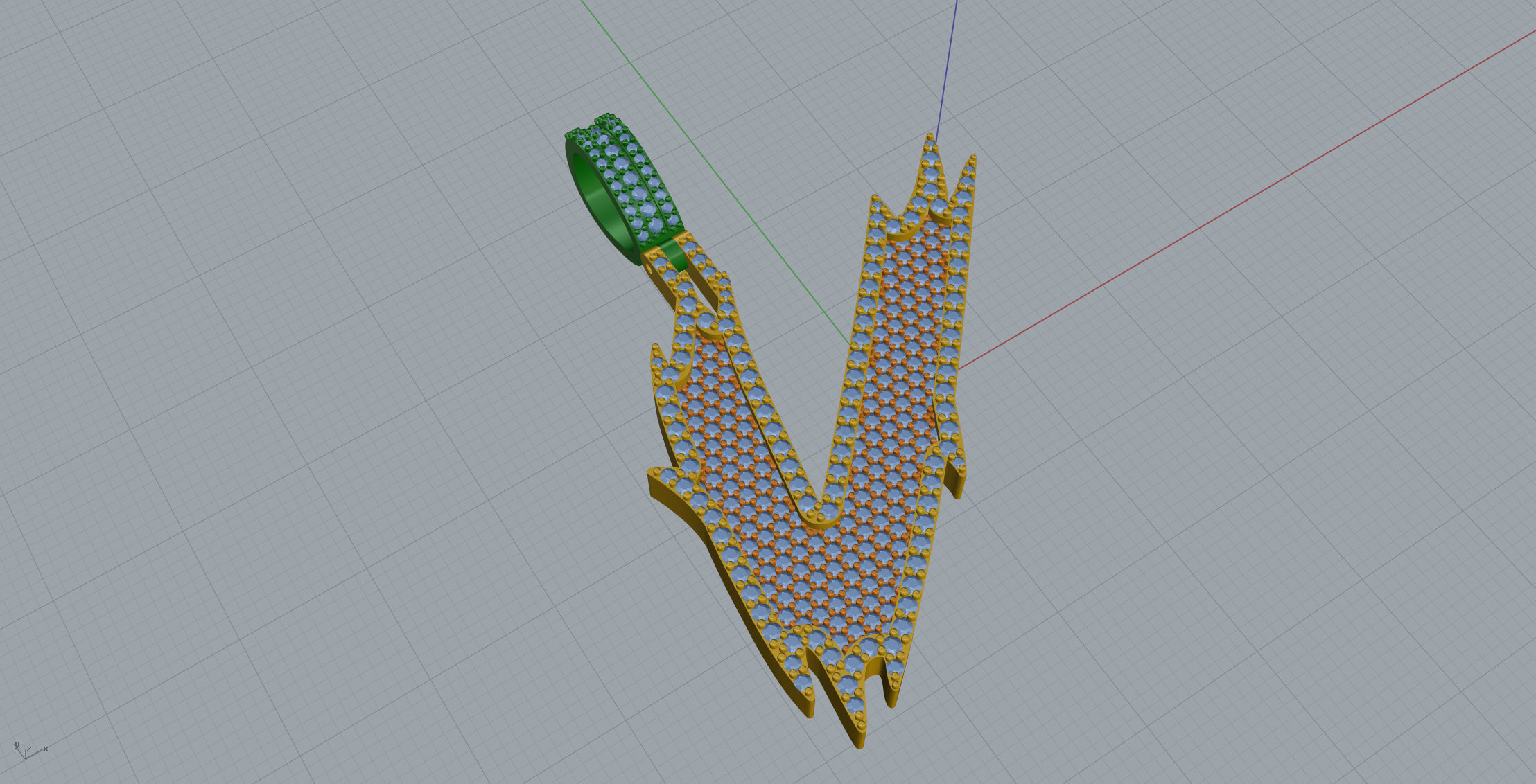 V Font Pendant 3D print model_1