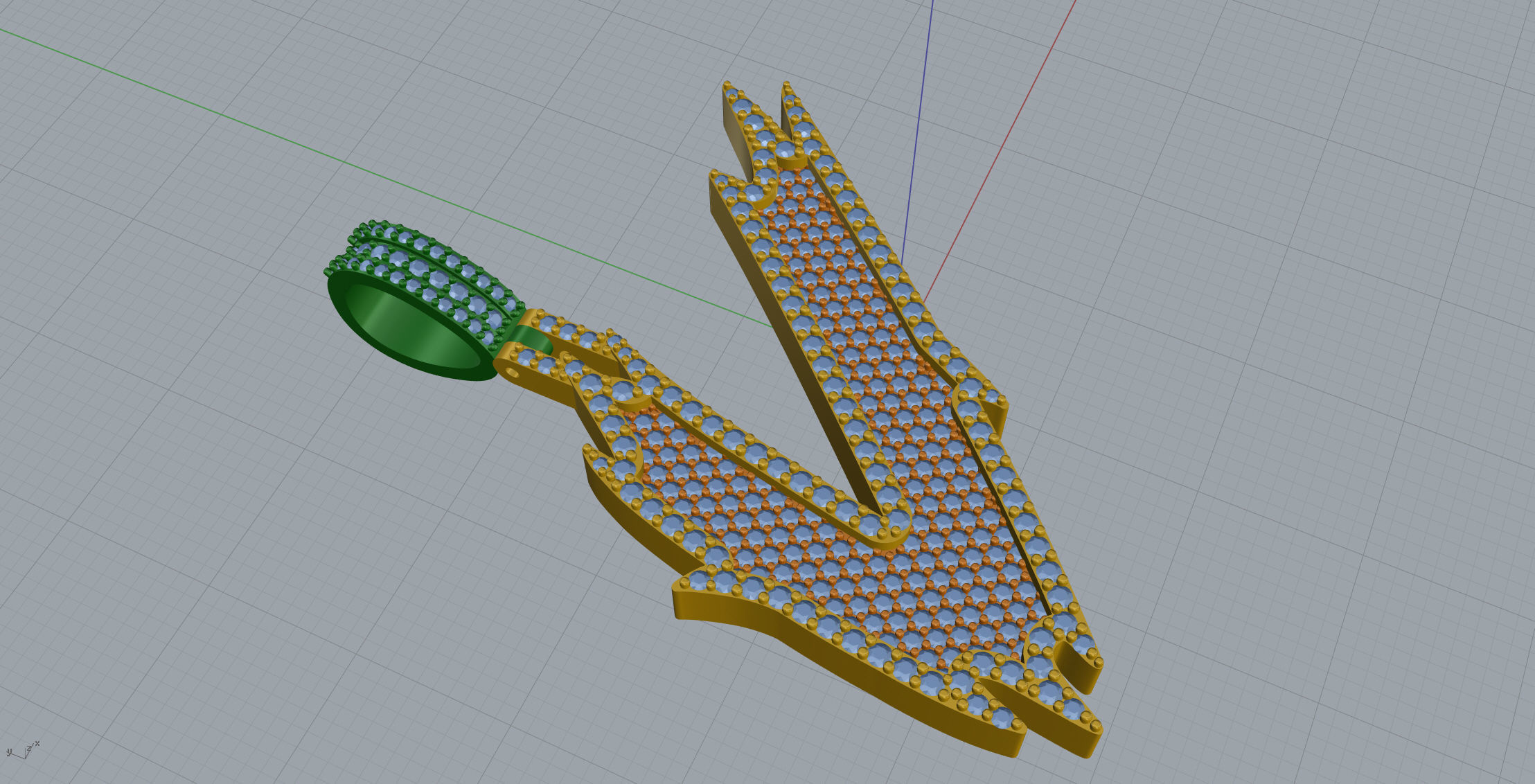 V Font Pendant 3D print model_4