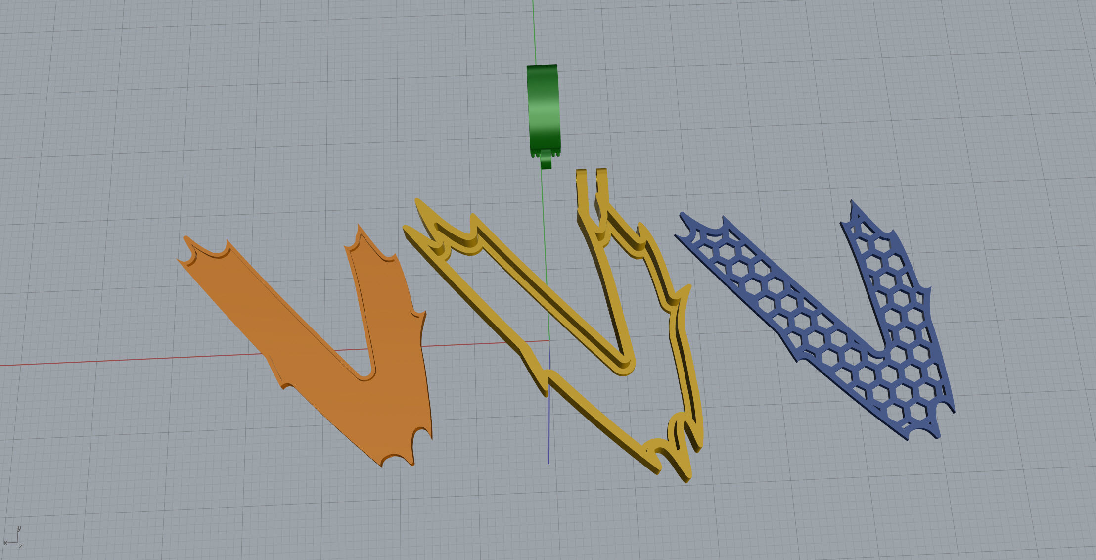 V Font Pendant 3D print model_2