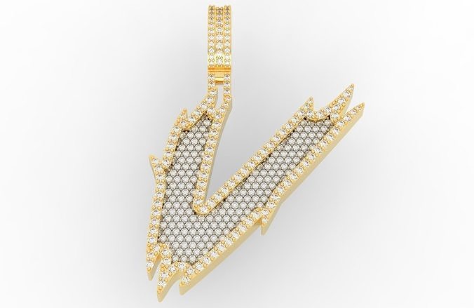 V Font Pendant 3D print model