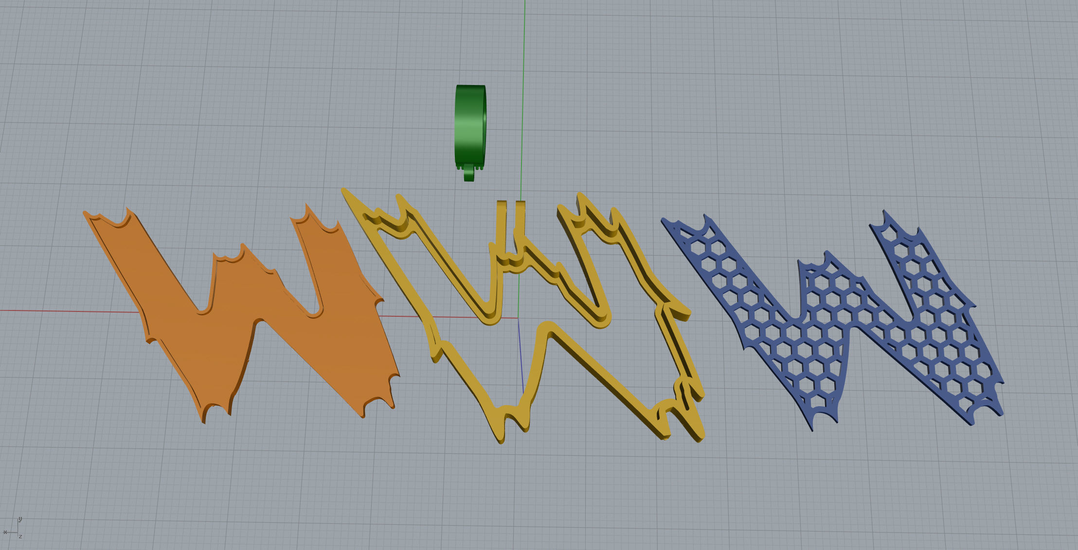 W Font Pendant 3D print model_2