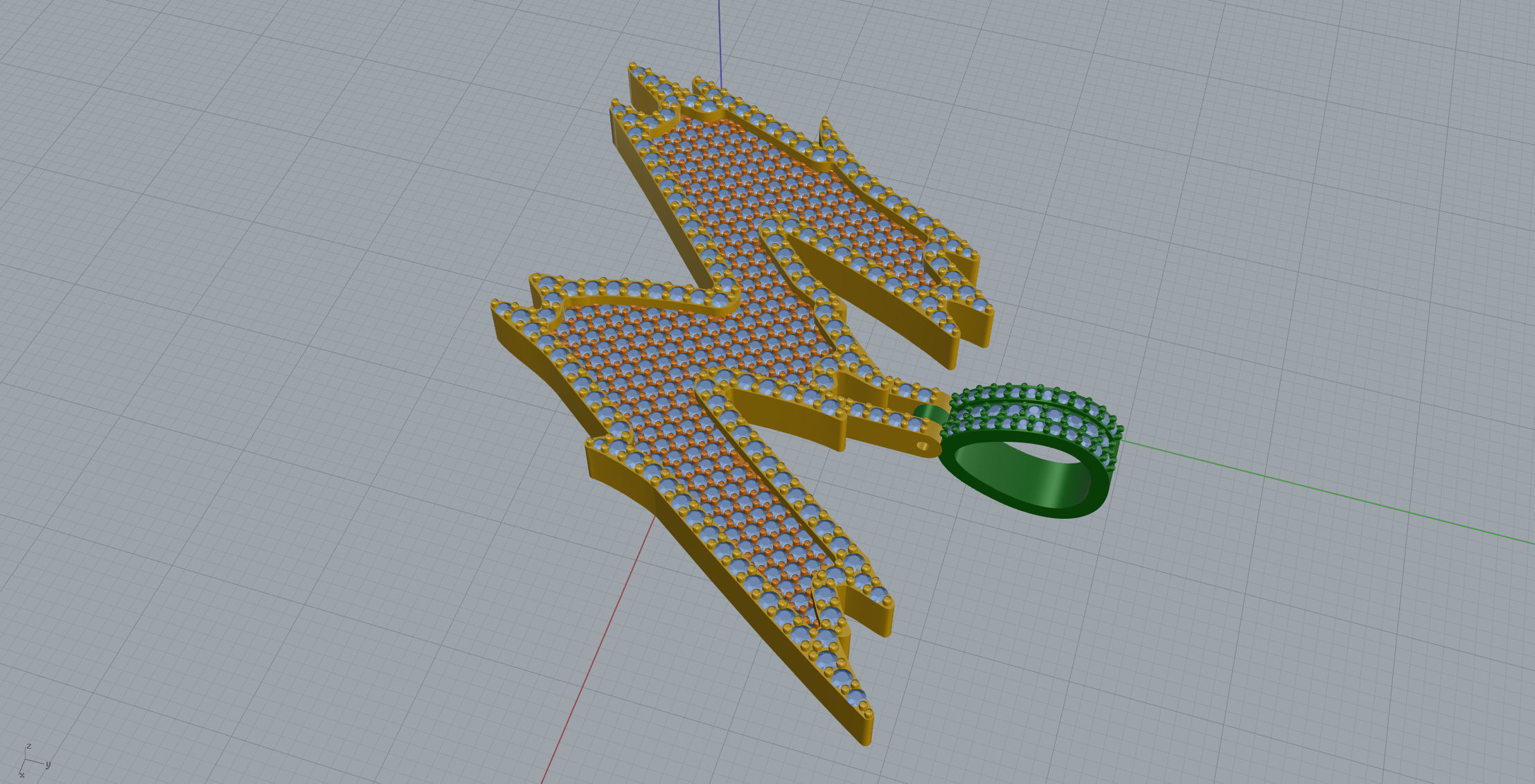 W Font Pendant 3D print model_6