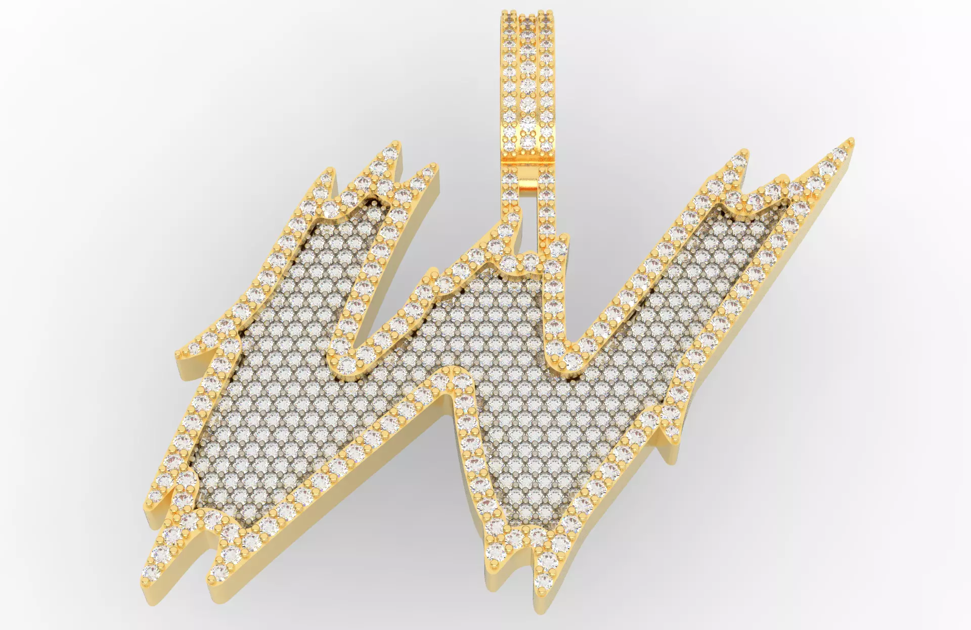 W Font Pendant 3D print model_0