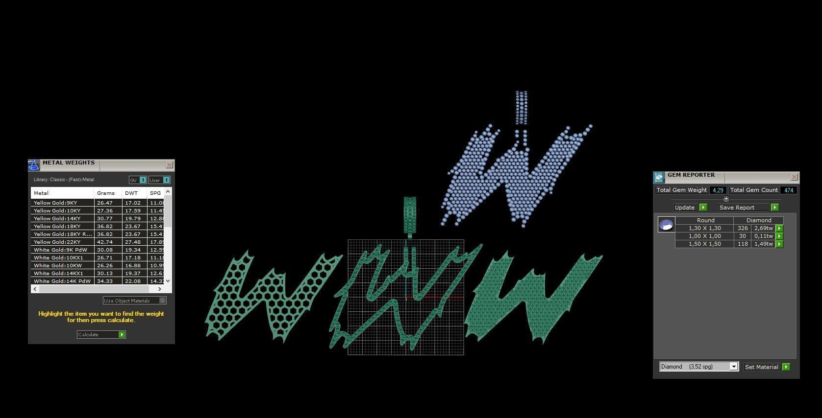 W Font Pendant 3D print model_3