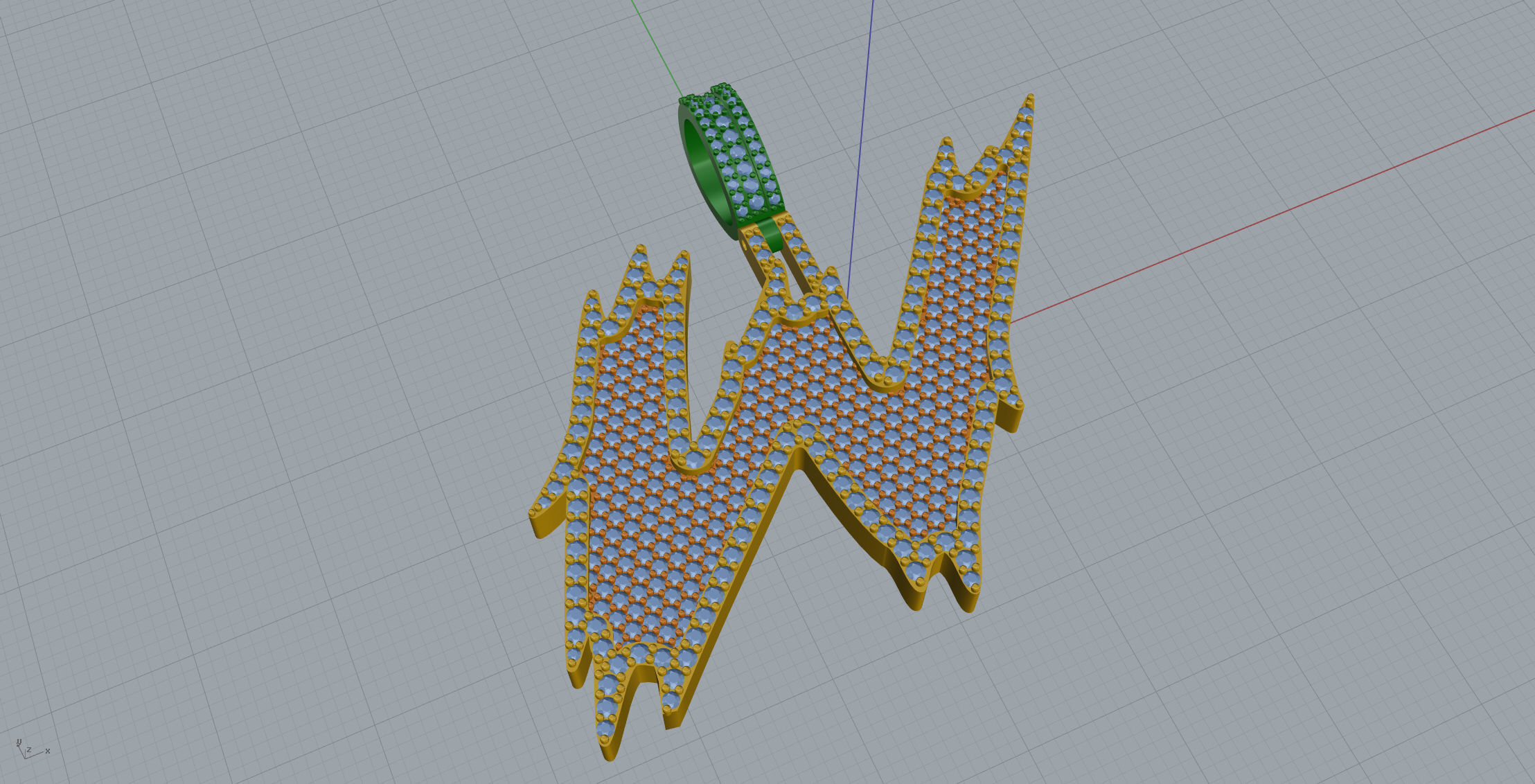 W Font Pendant 3D print model_1