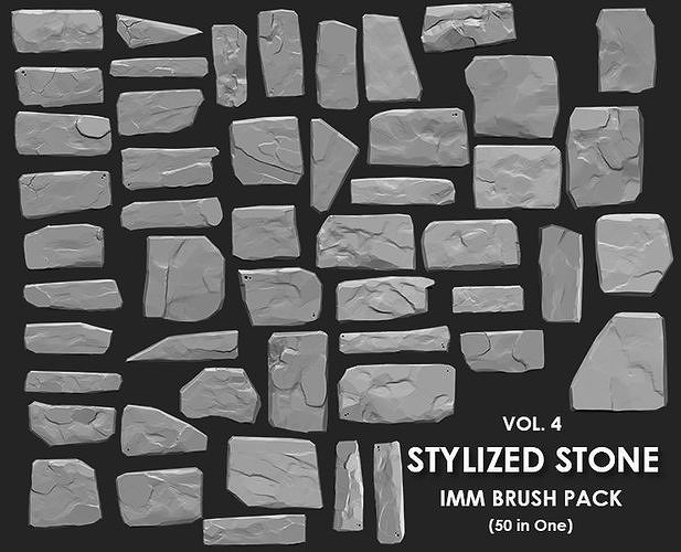 Stylized Stone IMM Brushes 50 in one Vol 4 3D model