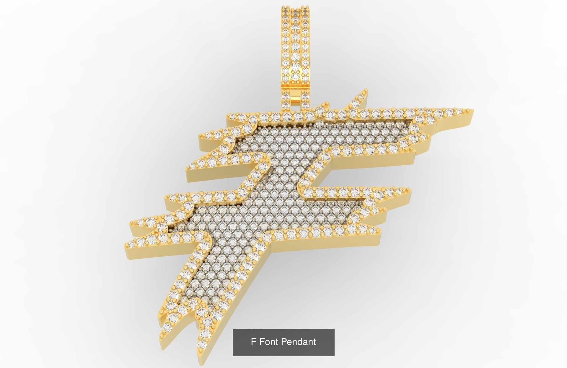 A-Z Font Pendants  3D Model Collection_8