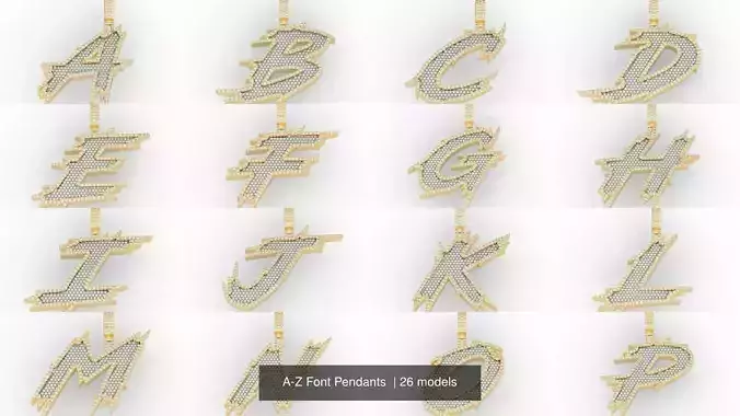 A-Z Font Pendants  3D Model Collection