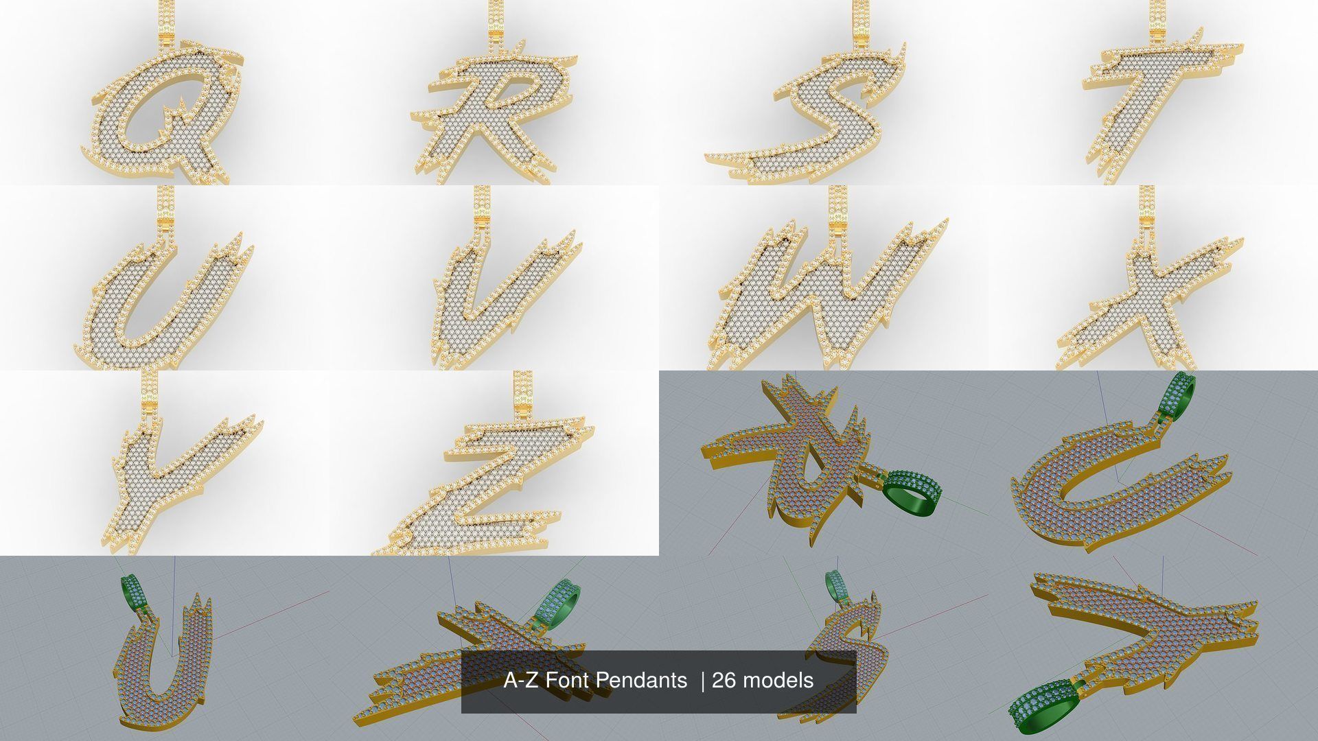 A-Z Font Pendants  3D Model Collection_2