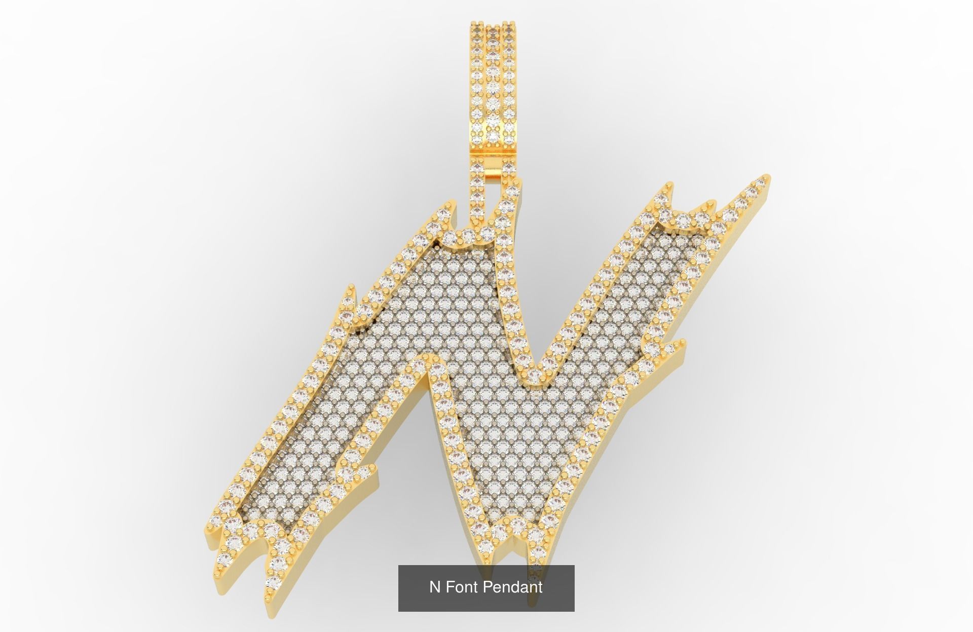 A-Z Font Pendants  3D Model Collection_16