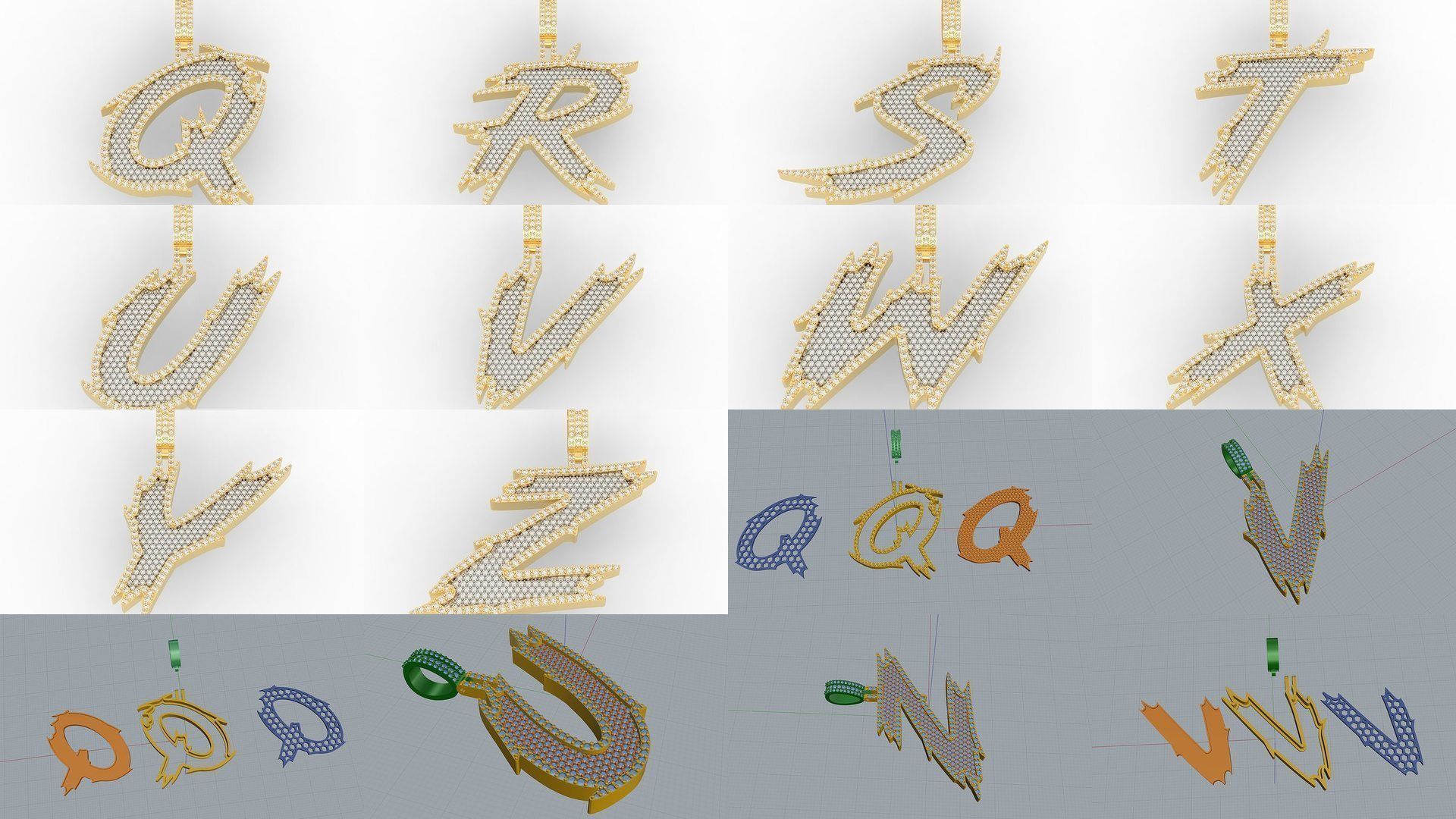 A-Z Font Pendants  3D Model Collection_1