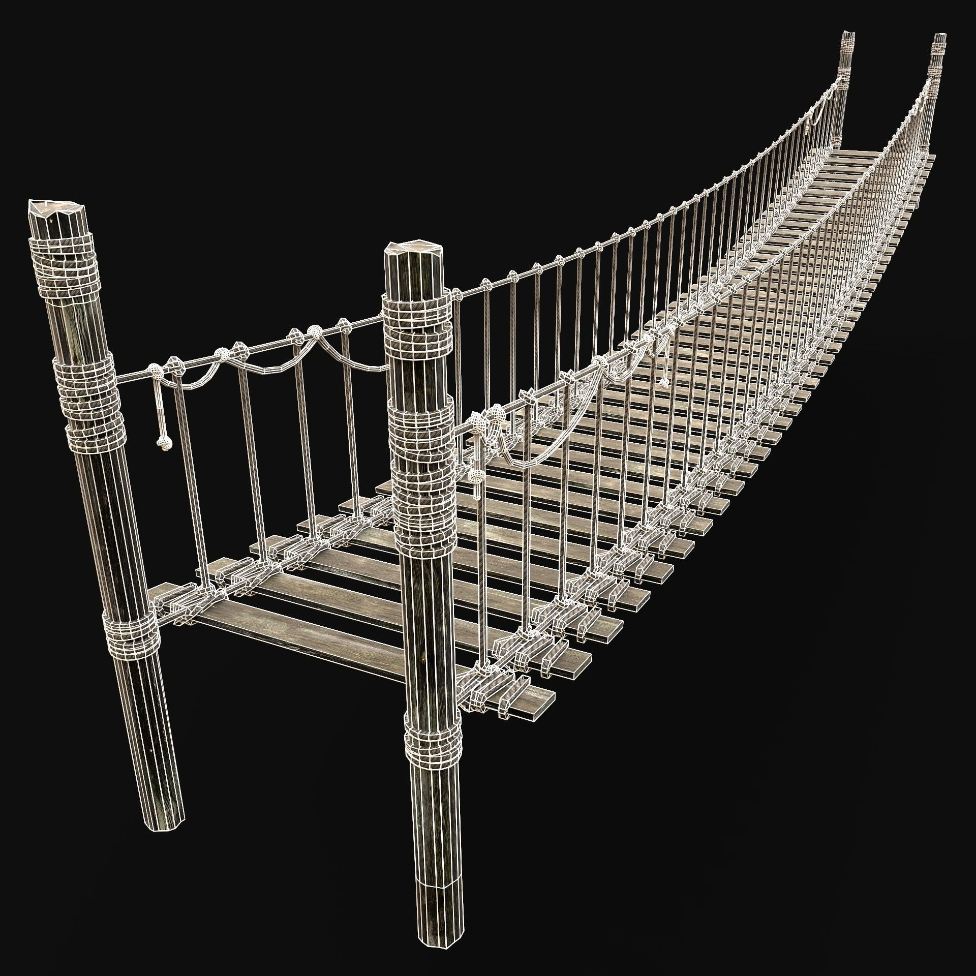 ROPE BRIDGE WOODEN PLATFORM CONSTRUCTION AAA NEXTGEN Low-poly 3D model_8