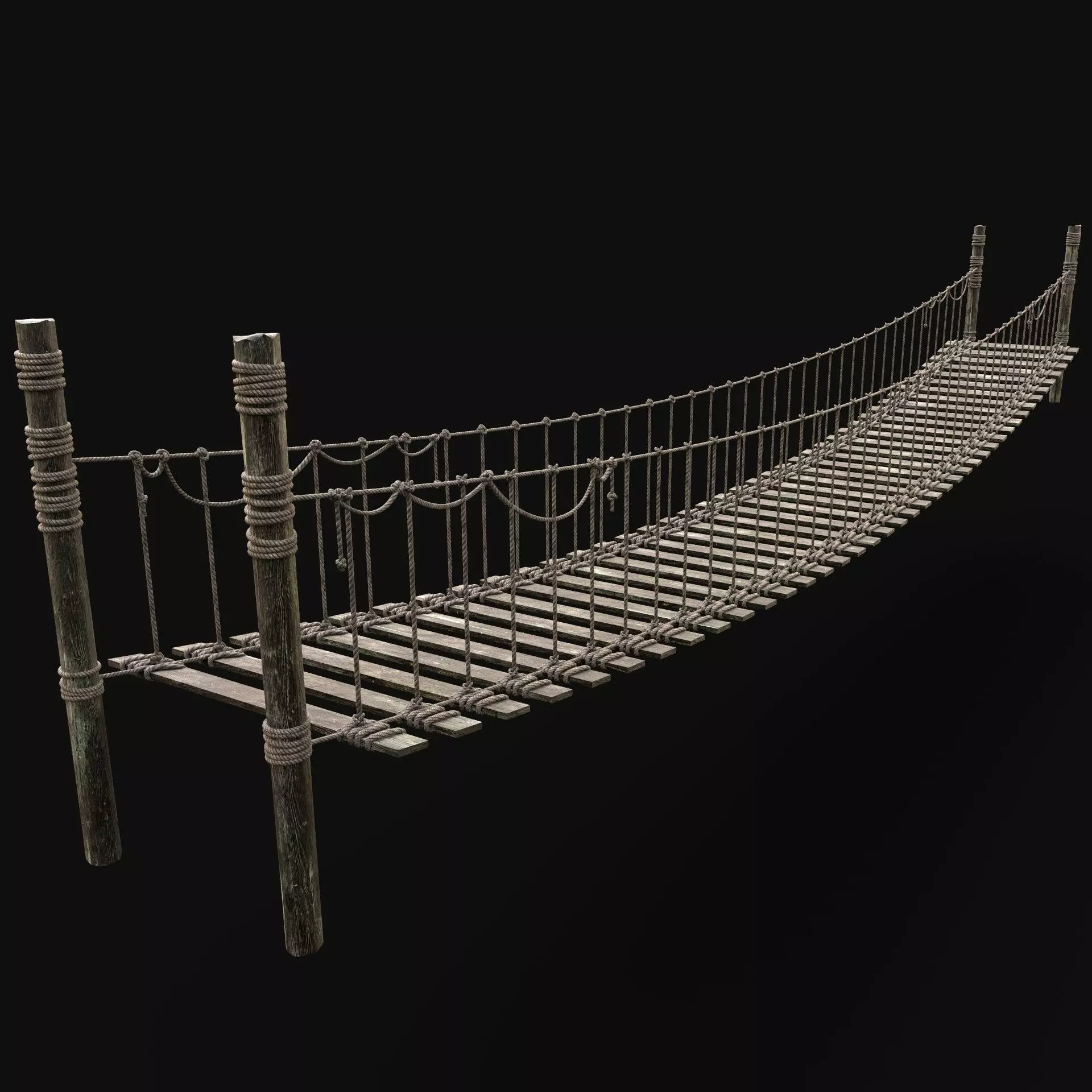 ROPE BRIDGE WOODEN PLATFORM CONSTRUCTION AAA NEXTGEN Low-poly 3D model_0