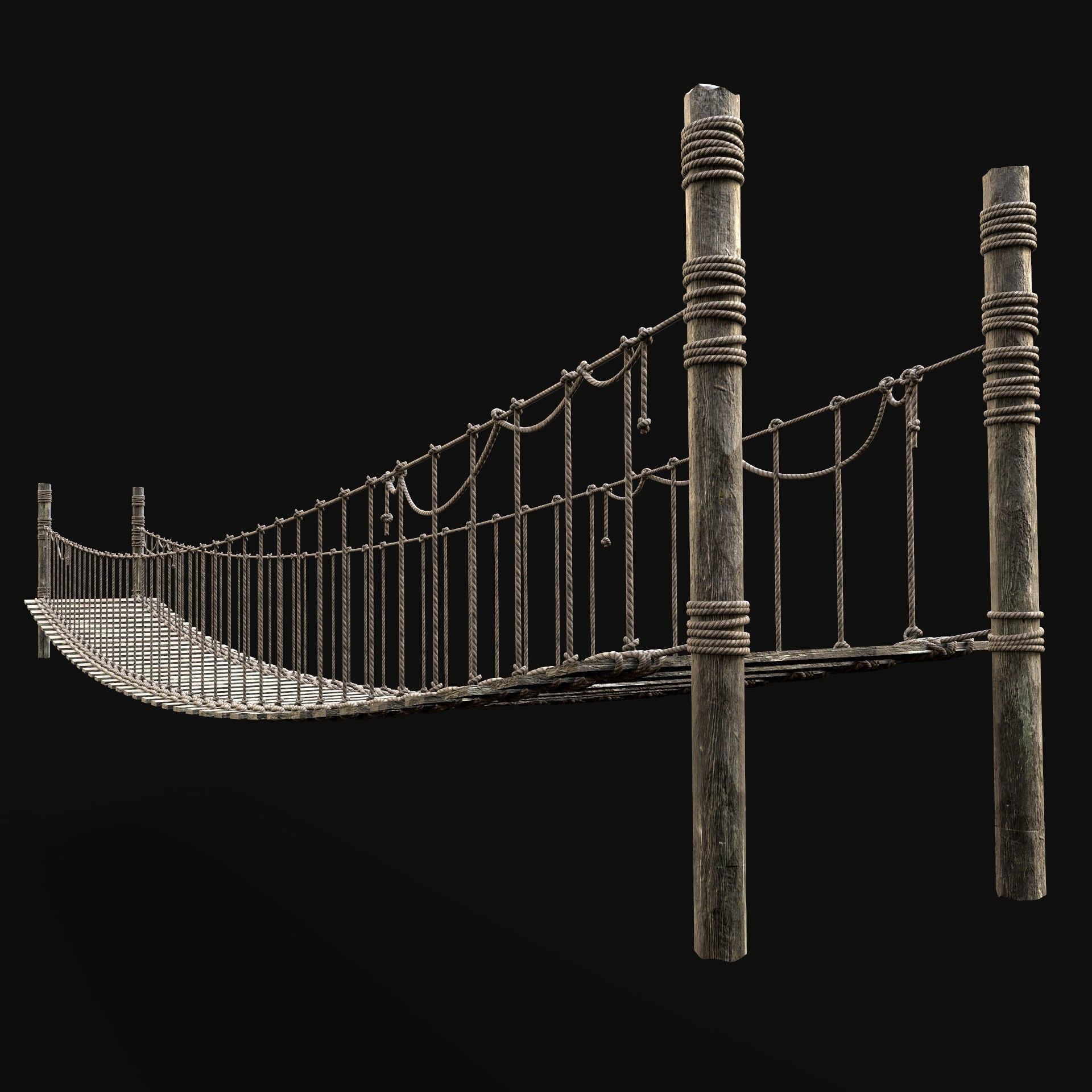 ROPE BRIDGE WOODEN PLATFORM CONSTRUCTION AAA NEXTGEN Low-poly 3D model_2