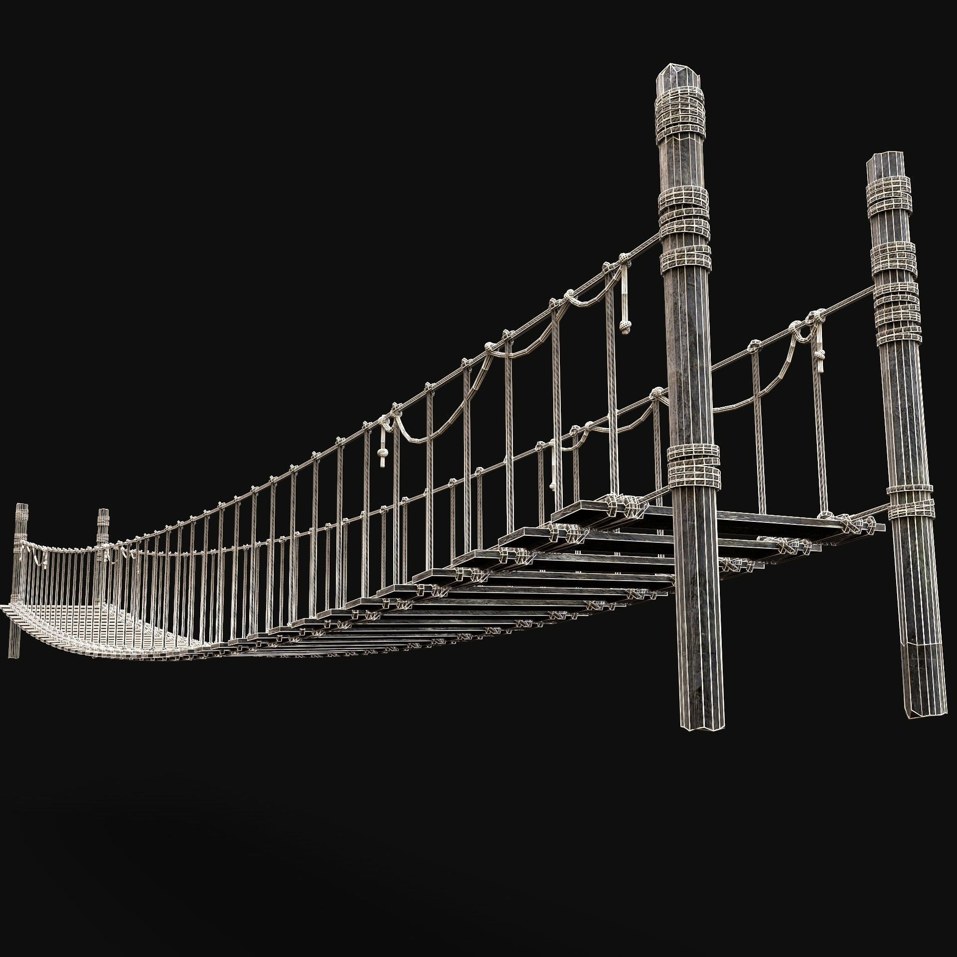 ROPE BRIDGE WOODEN PLATFORM CONSTRUCTION AAA NEXTGEN Low-poly 3D model_7