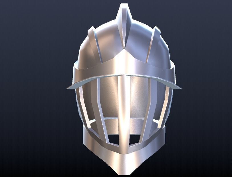 Futuristic Medieval Helmet Low-poly 3D model_4