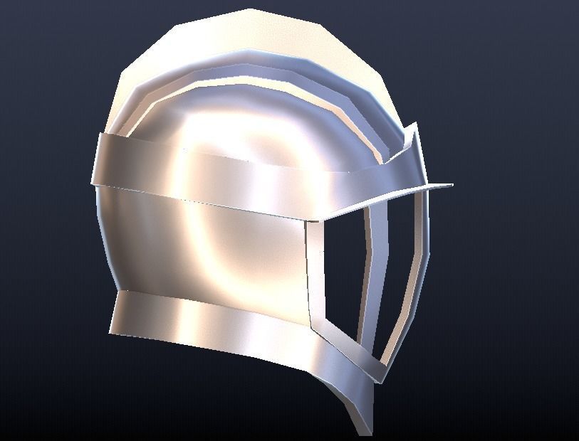 Futuristic Medieval Helmet Low-poly 3D model_5