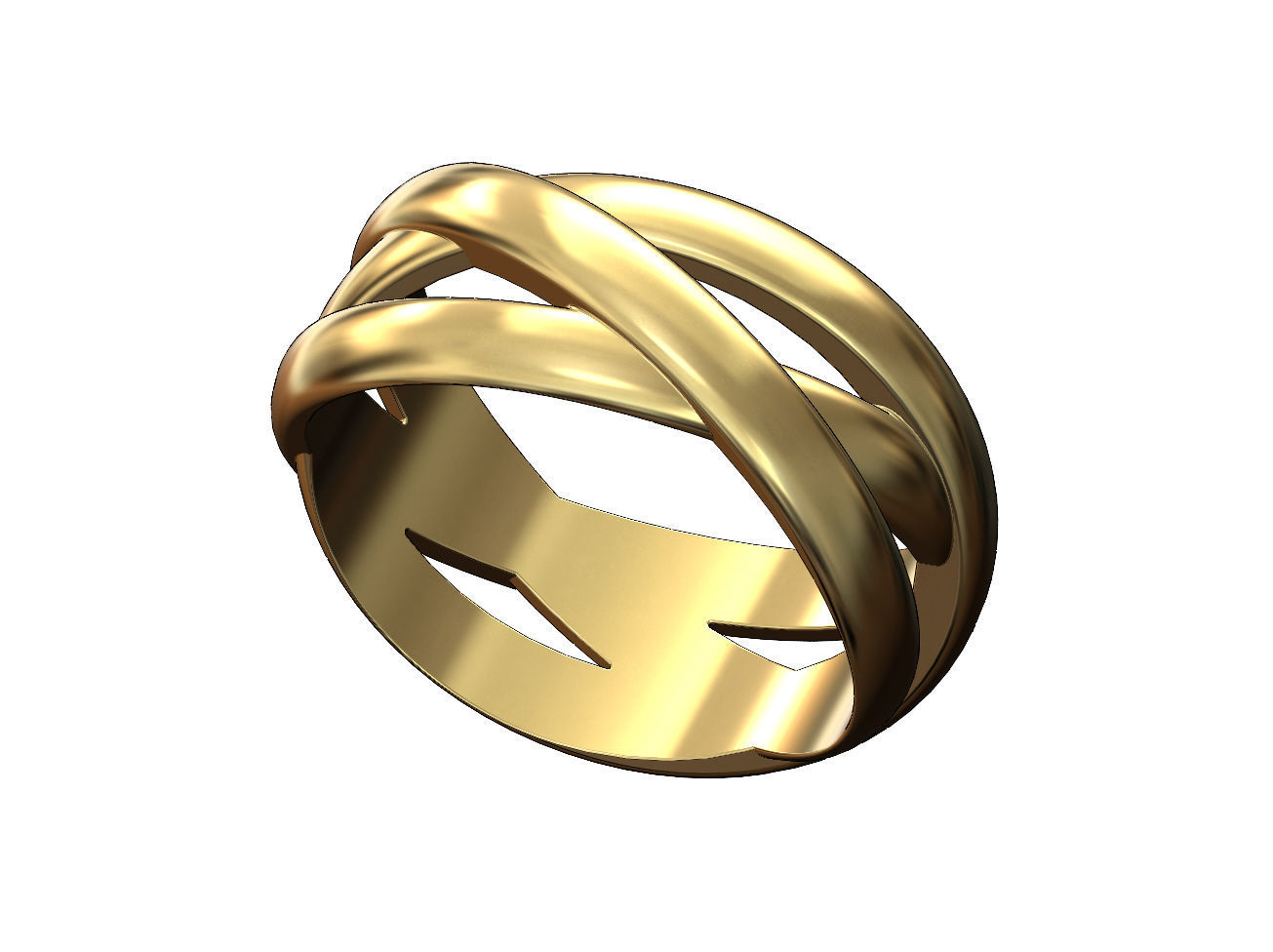 Open work overlapping rings fashion band US sizes 5to9 3D print model_4