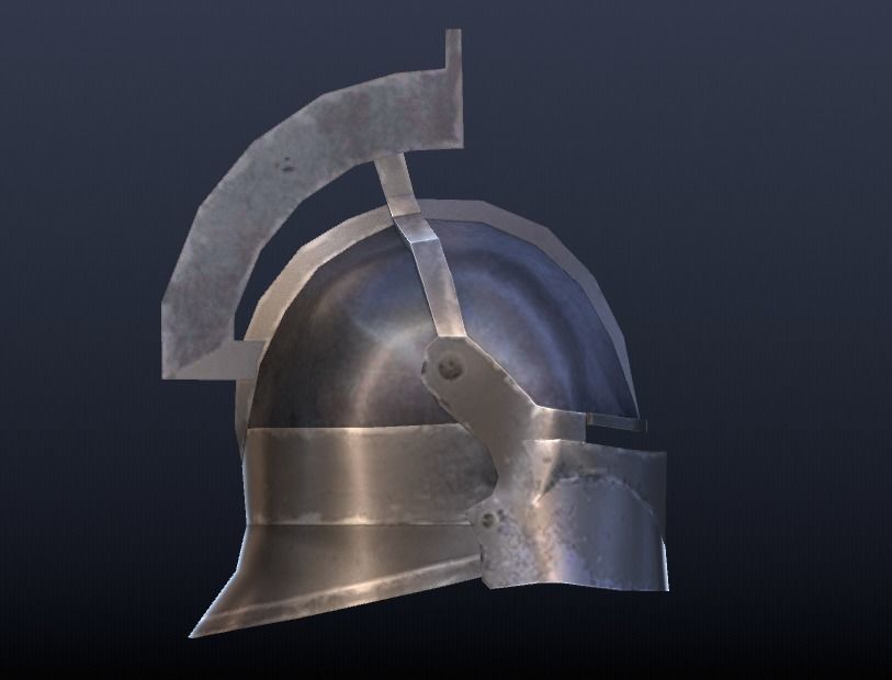 Futuristic Medieval Helmet Low-poly 3D model_2