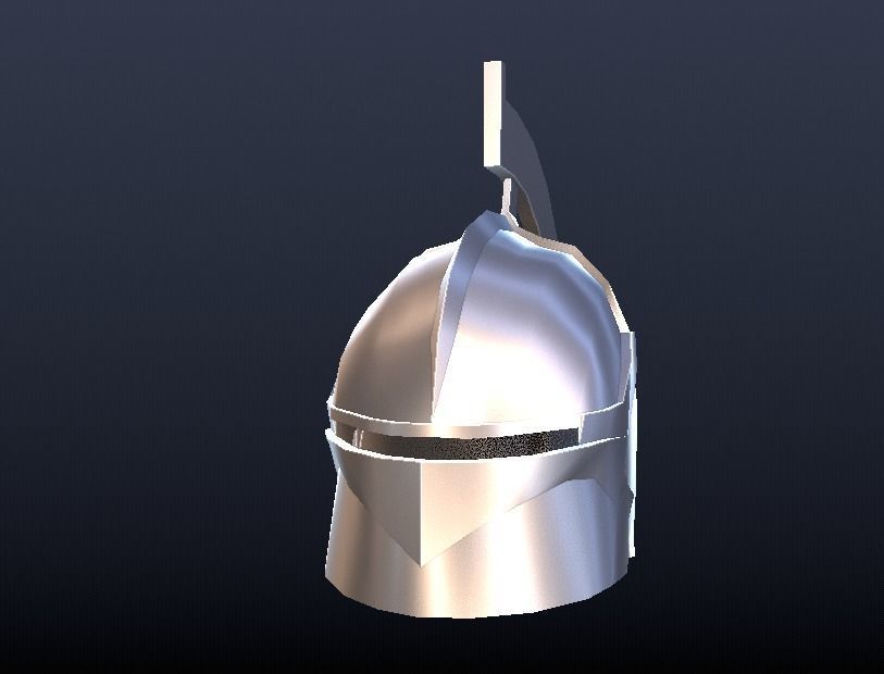 Futuristic Medieval Helmet Low-poly 3D model_4