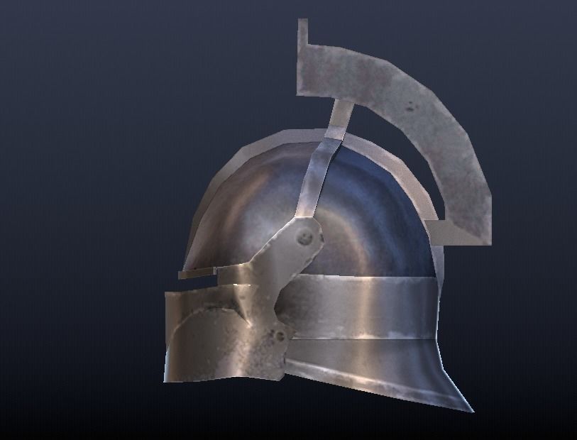 Futuristic Medieval Helmet Low-poly 3D model_1