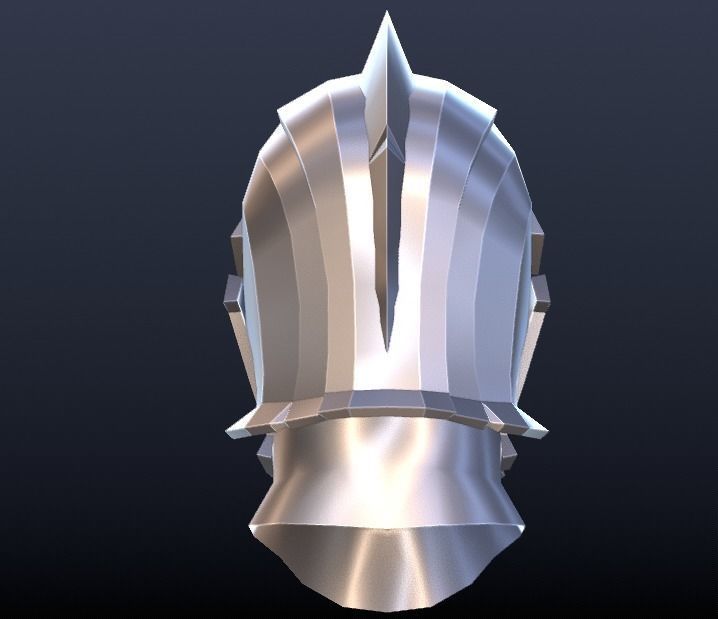 Futuristic Medieval Helmet Low-poly 3D model_7