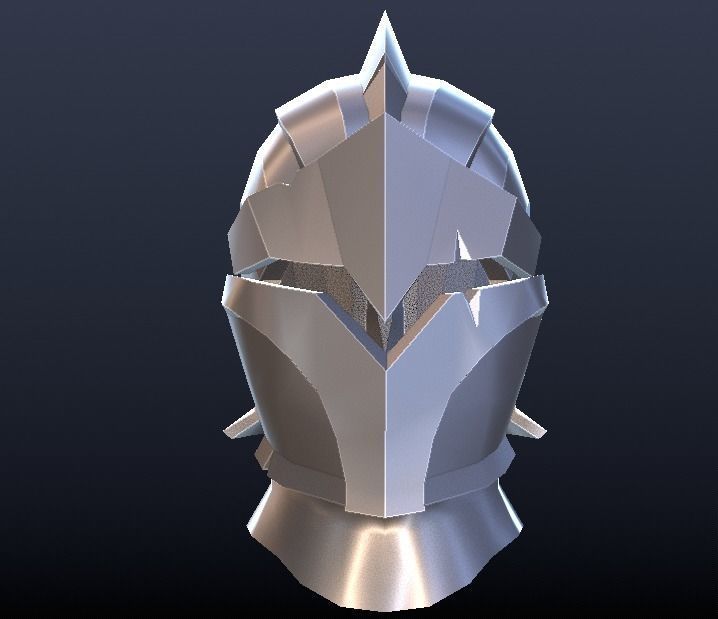Futuristic Medieval Helmet Low-poly 3D model_4