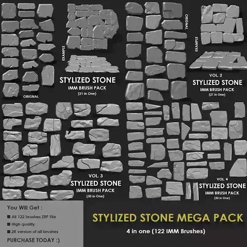 STYLIZED STONE MEGA PACK 4 IN ONE - 122 BRUSHES