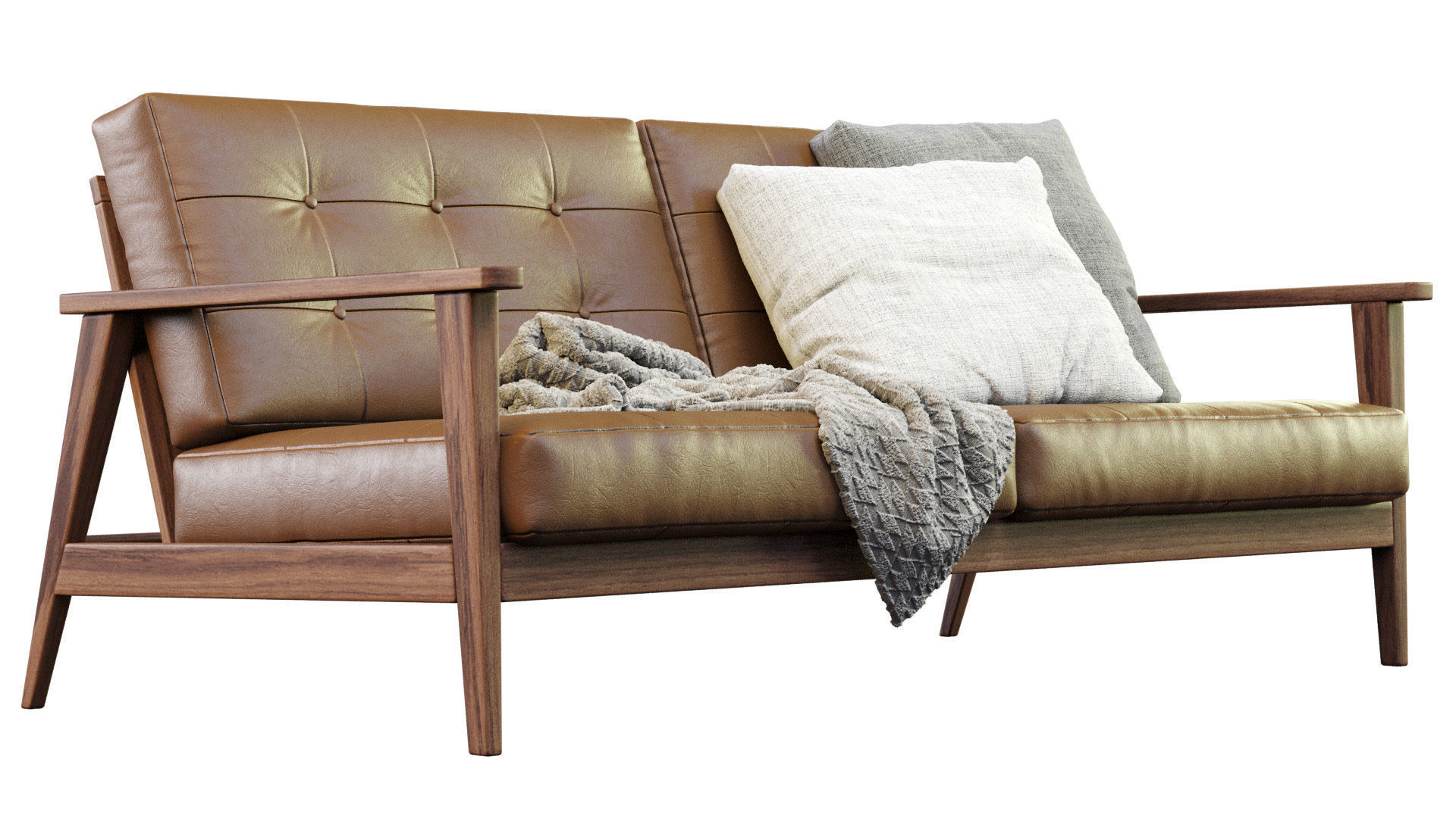 The Mid Century Show Wood Sofa 3D model_5