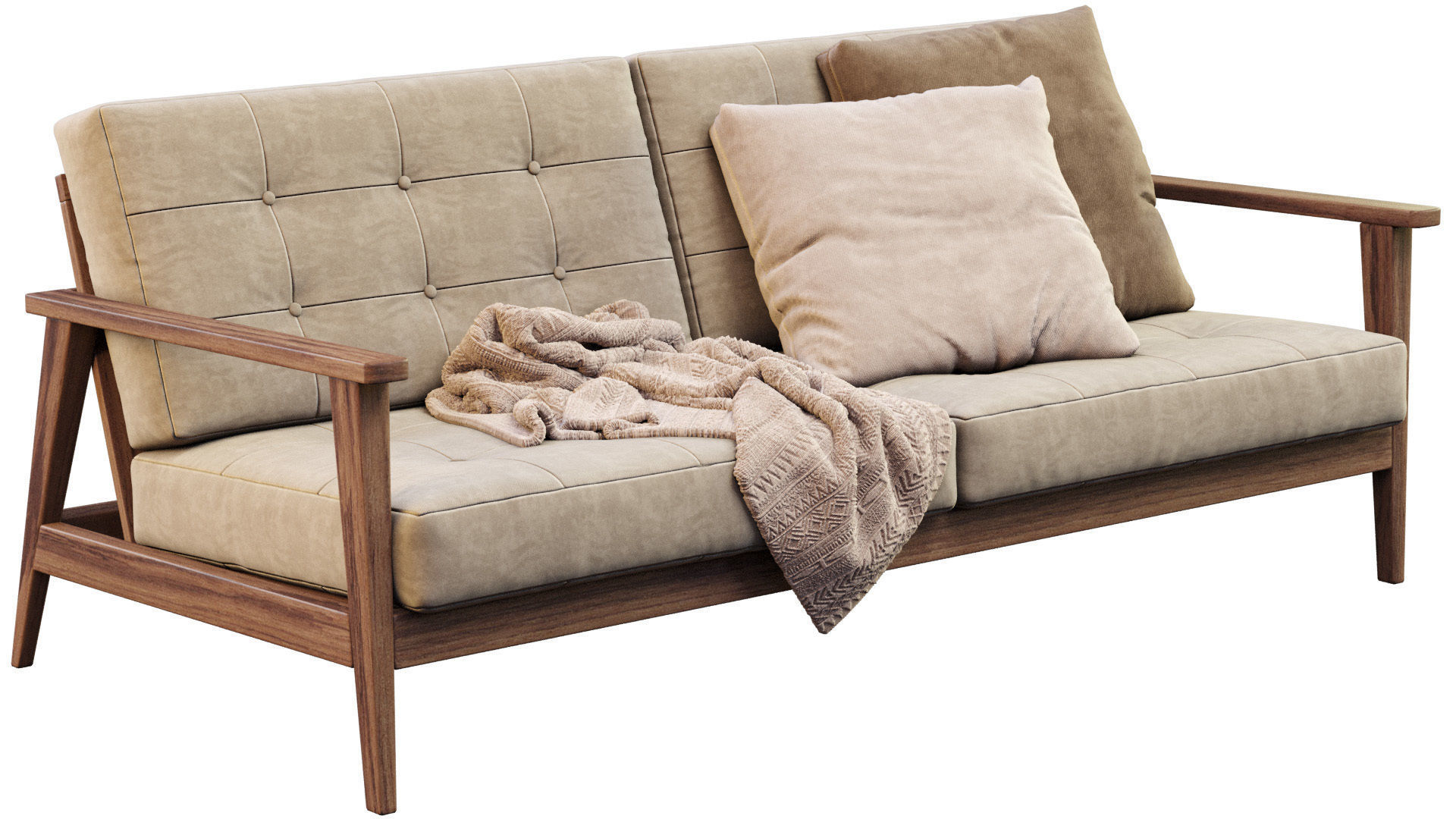 The Mid Century Show Wood Sofa 3D model_2