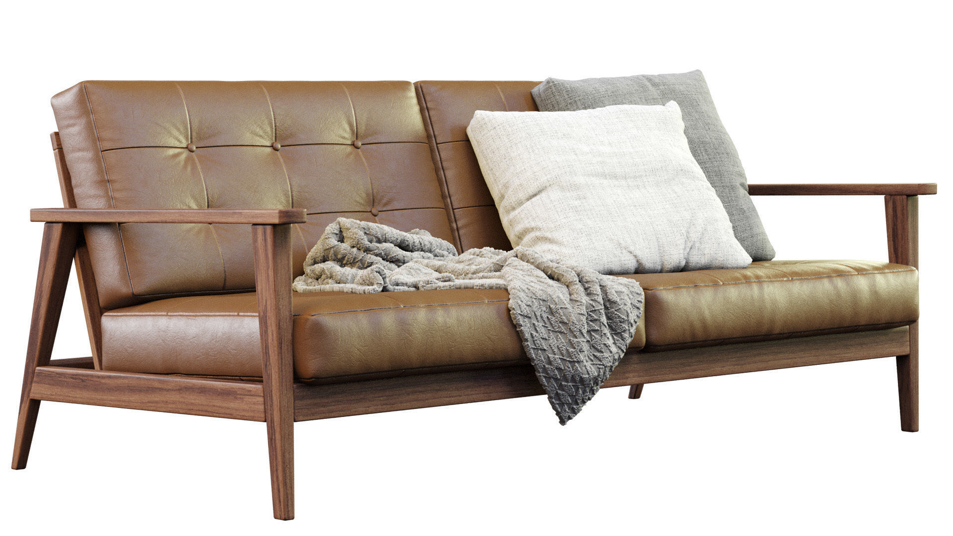 The Mid Century Show Wood Sofa 3D model_4