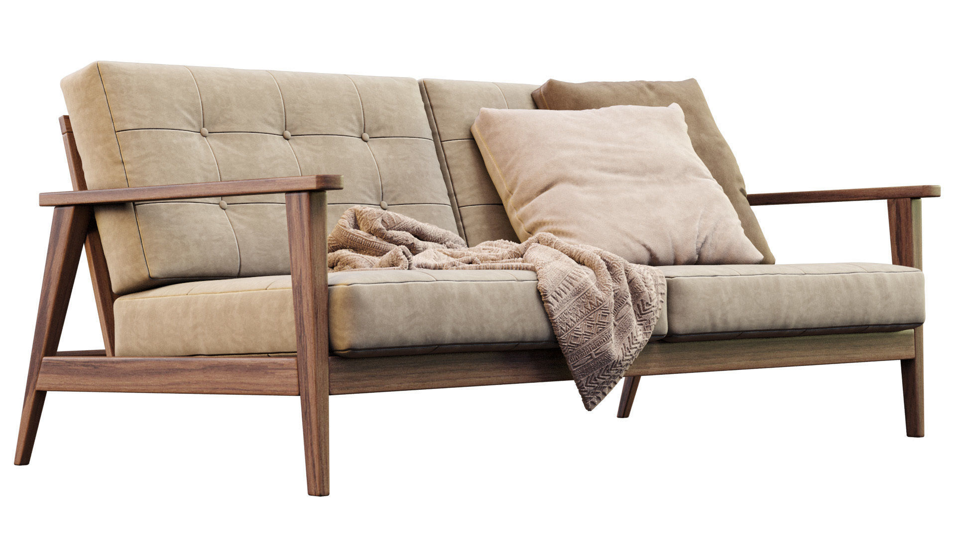 The Mid Century Show Wood Sofa 3D model_14