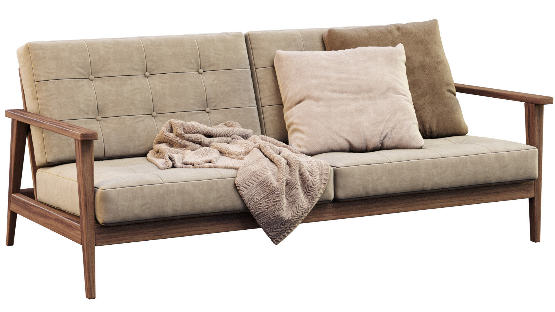 The Mid Century Show Wood Sofa 3D model_1