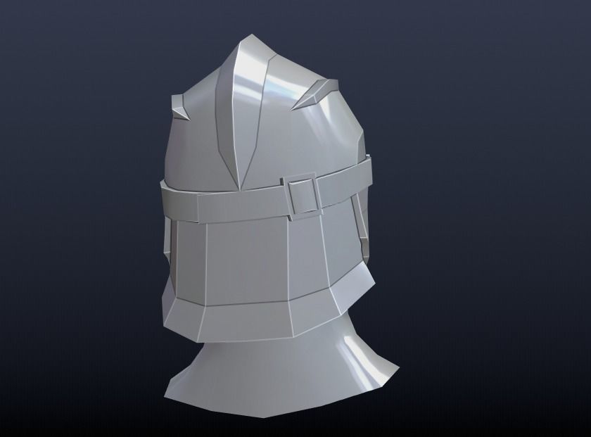 Futuristic Medieval Helmet Low-poly 3D model_3