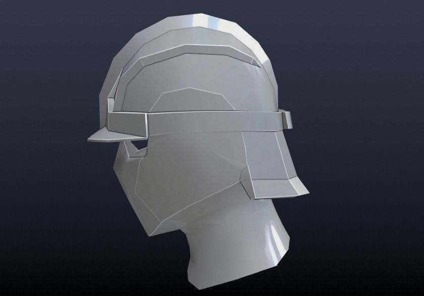 Futuristic Medieval Helmet Low-poly 3D model_4