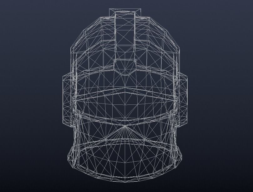 Futuristic Medieval Helmet Low-poly 3D model_8