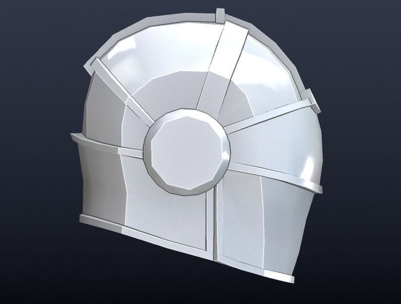 Futuristic Medieval Helmet Low-poly 3D model_7