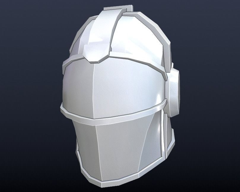 Futuristic Medieval Helmet Low-poly 3D model_4