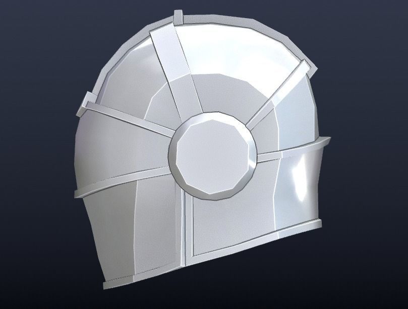 Futuristic Medieval Helmet Low-poly 3D model_5