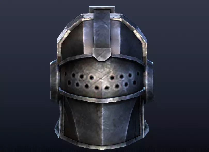 Futuristic Medieval Helmet Low-poly 3D model_0