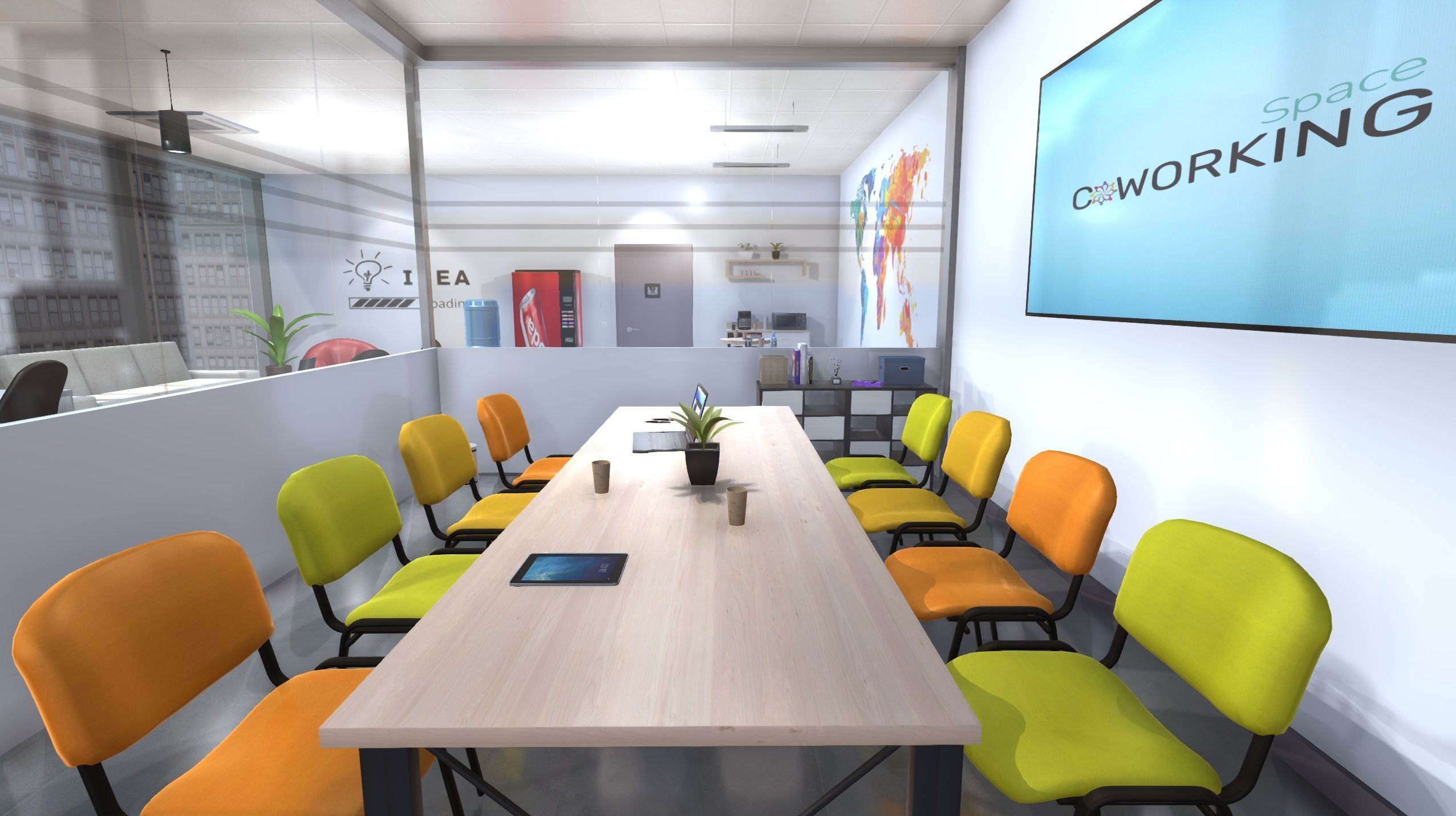 Coworking office Low-poly 3D model_14