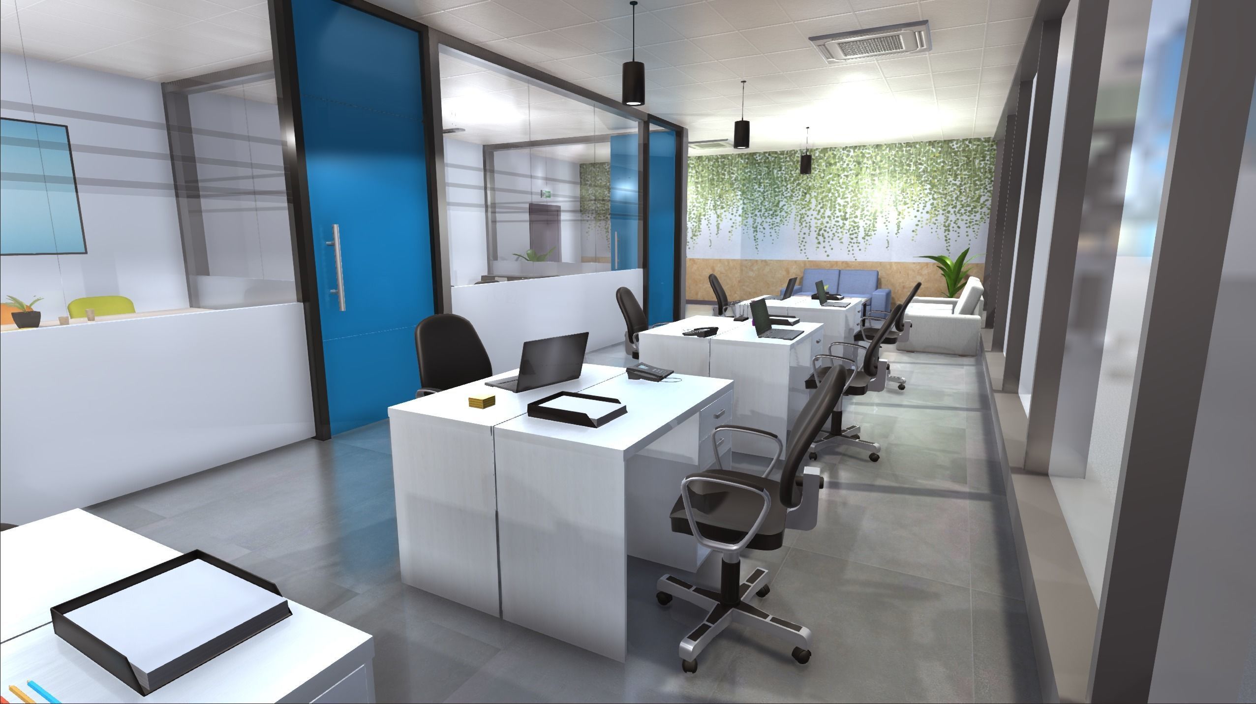 Coworking office Low-poly 3D model_11