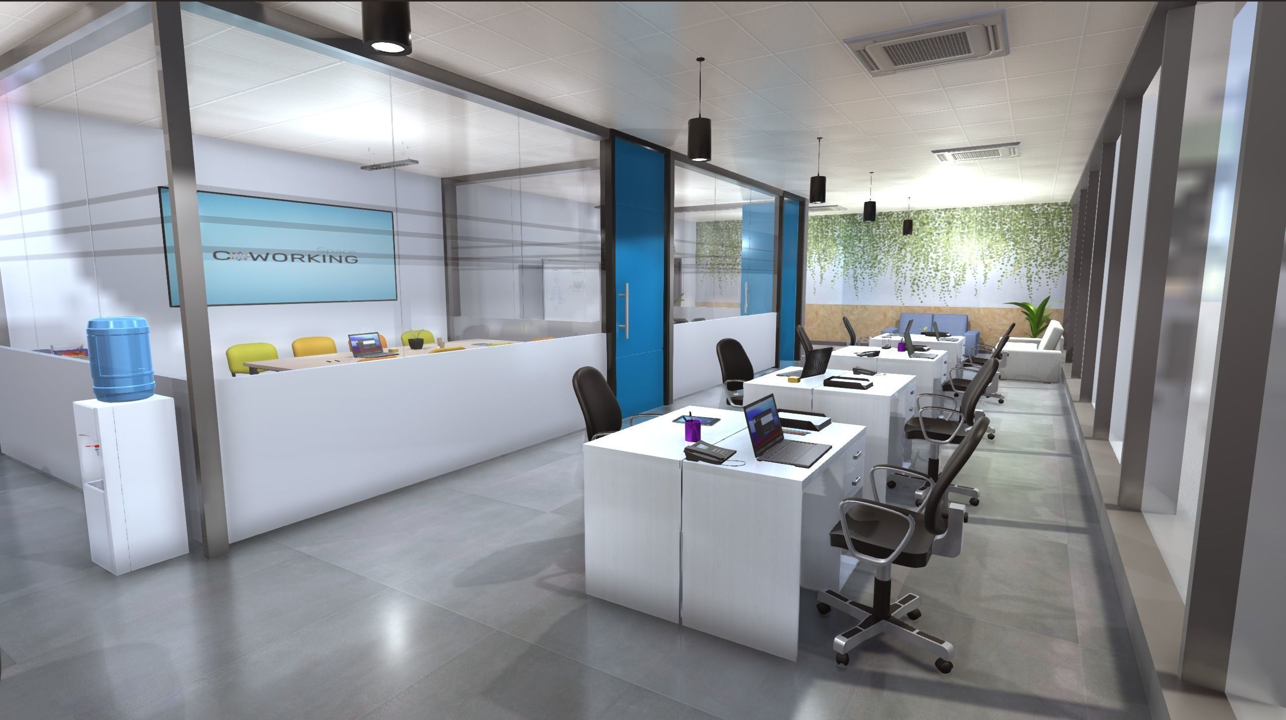 Coworking office Low-poly 3D model_10