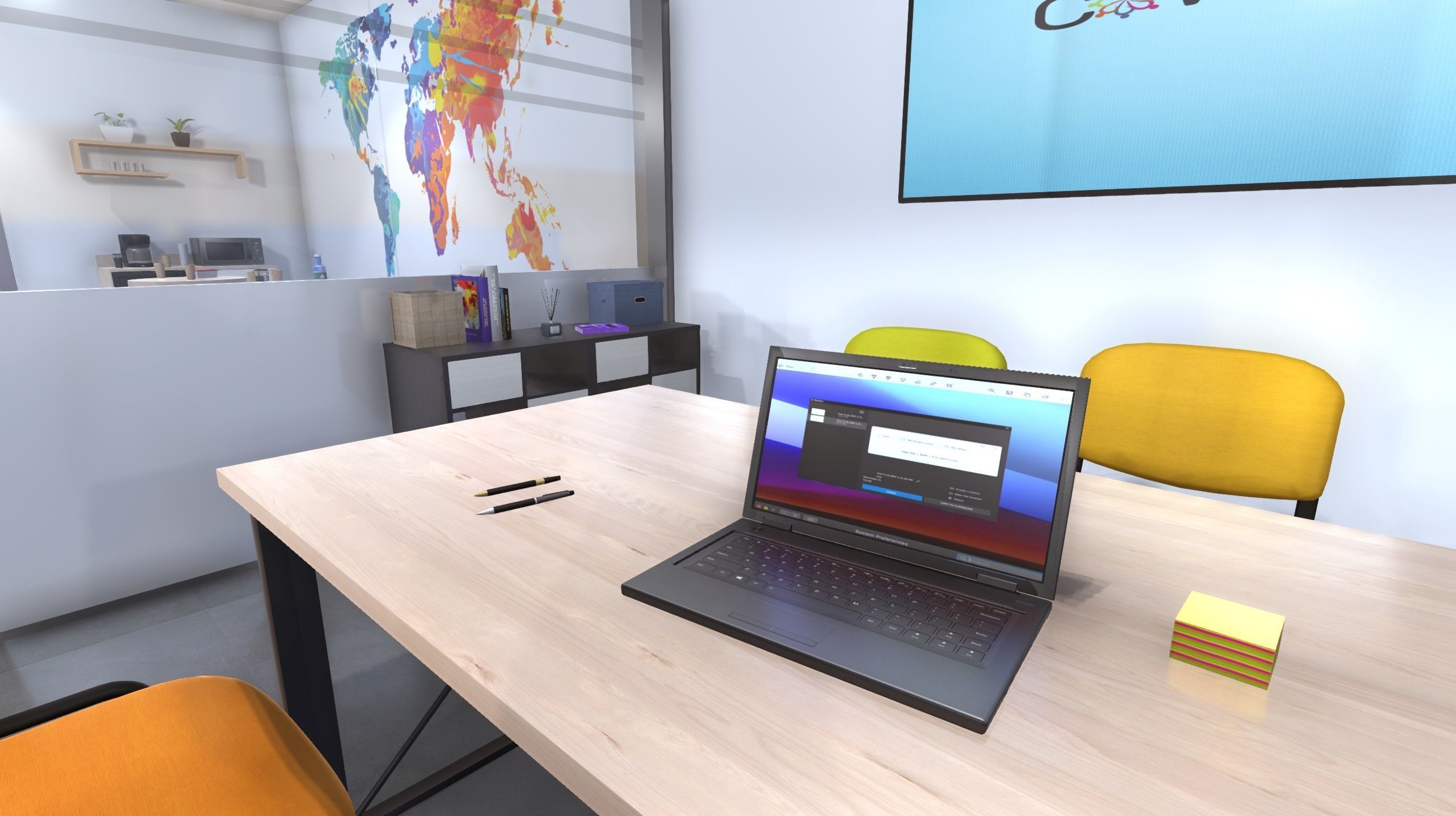 Coworking office Low-poly 3D model_2