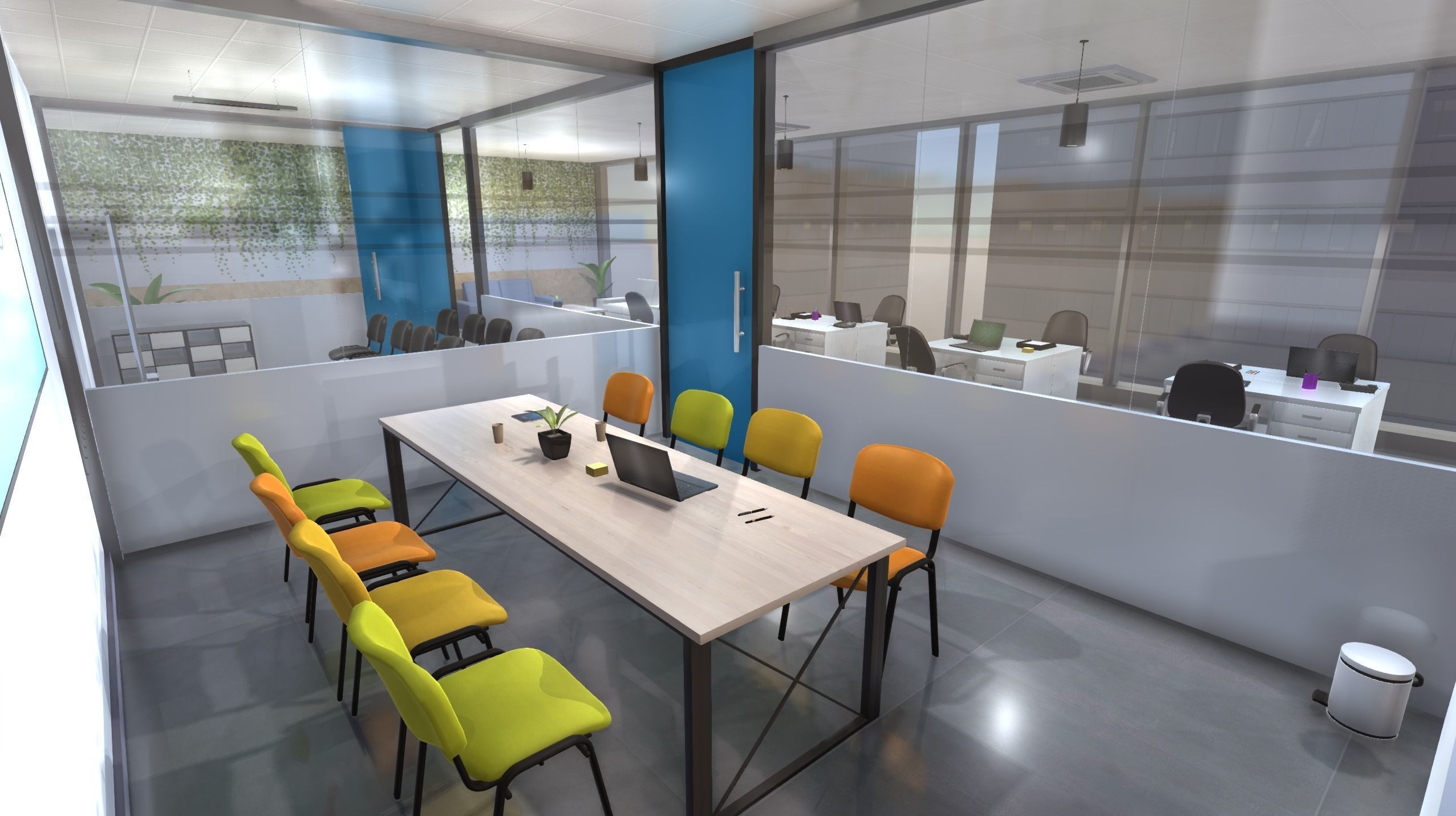Coworking office Low-poly 3D model_3