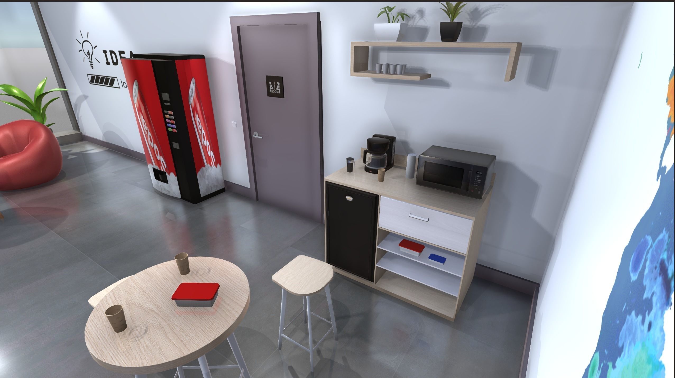 Coworking office Low-poly 3D model_4