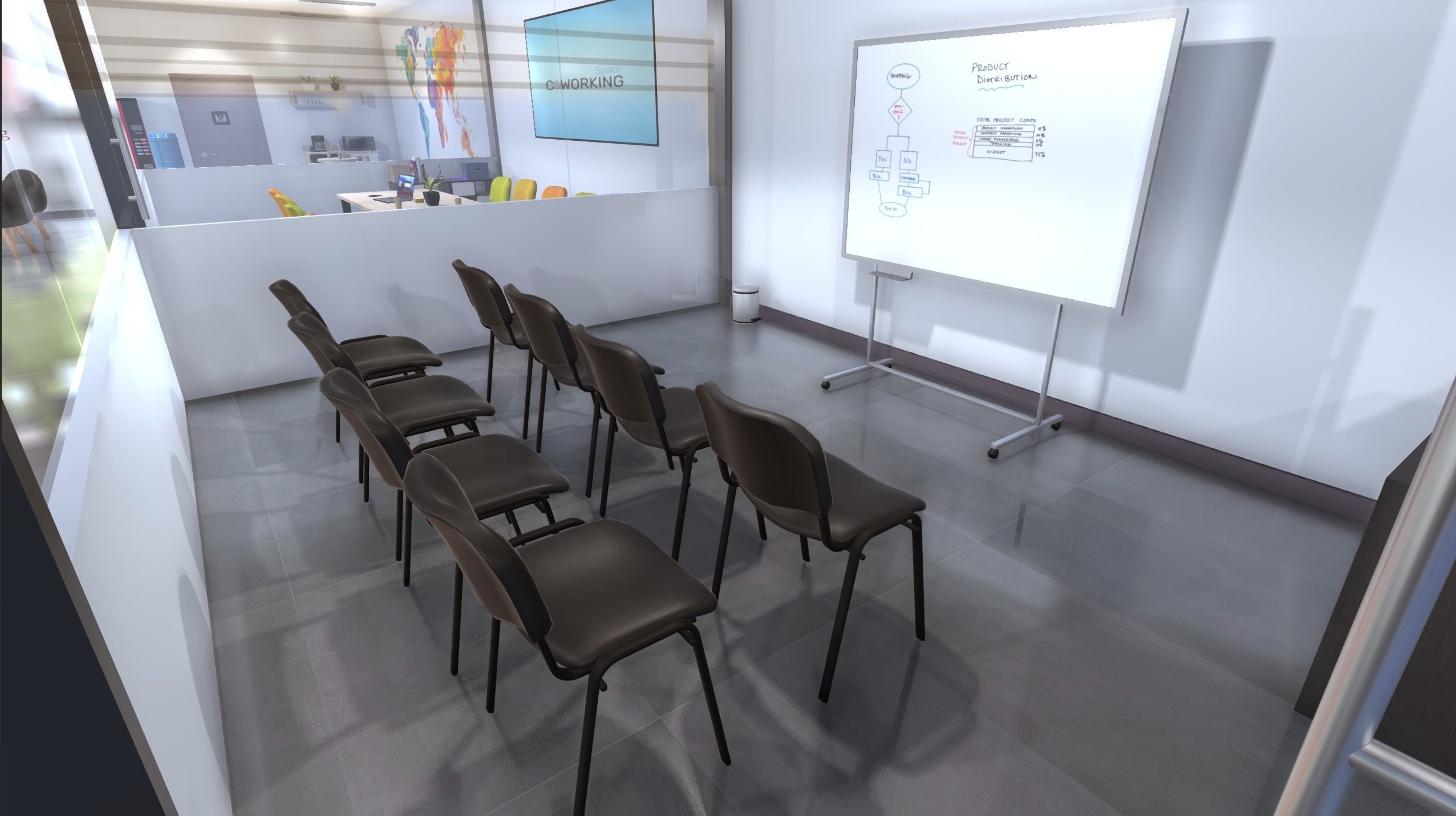 Coworking office Low-poly 3D model_13