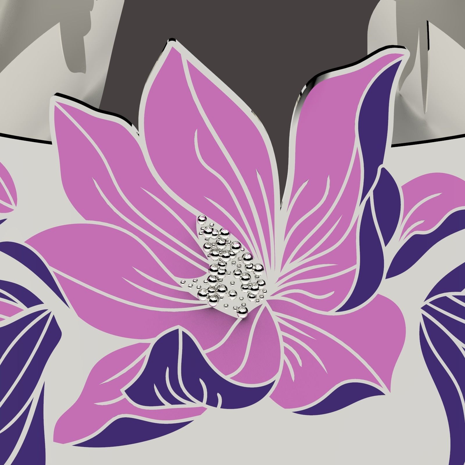 Magnolia enamel bracelet 3D print model_3