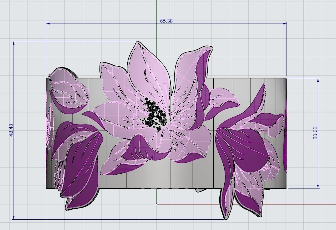 Magnolia enamel bracelet 3D print model_6